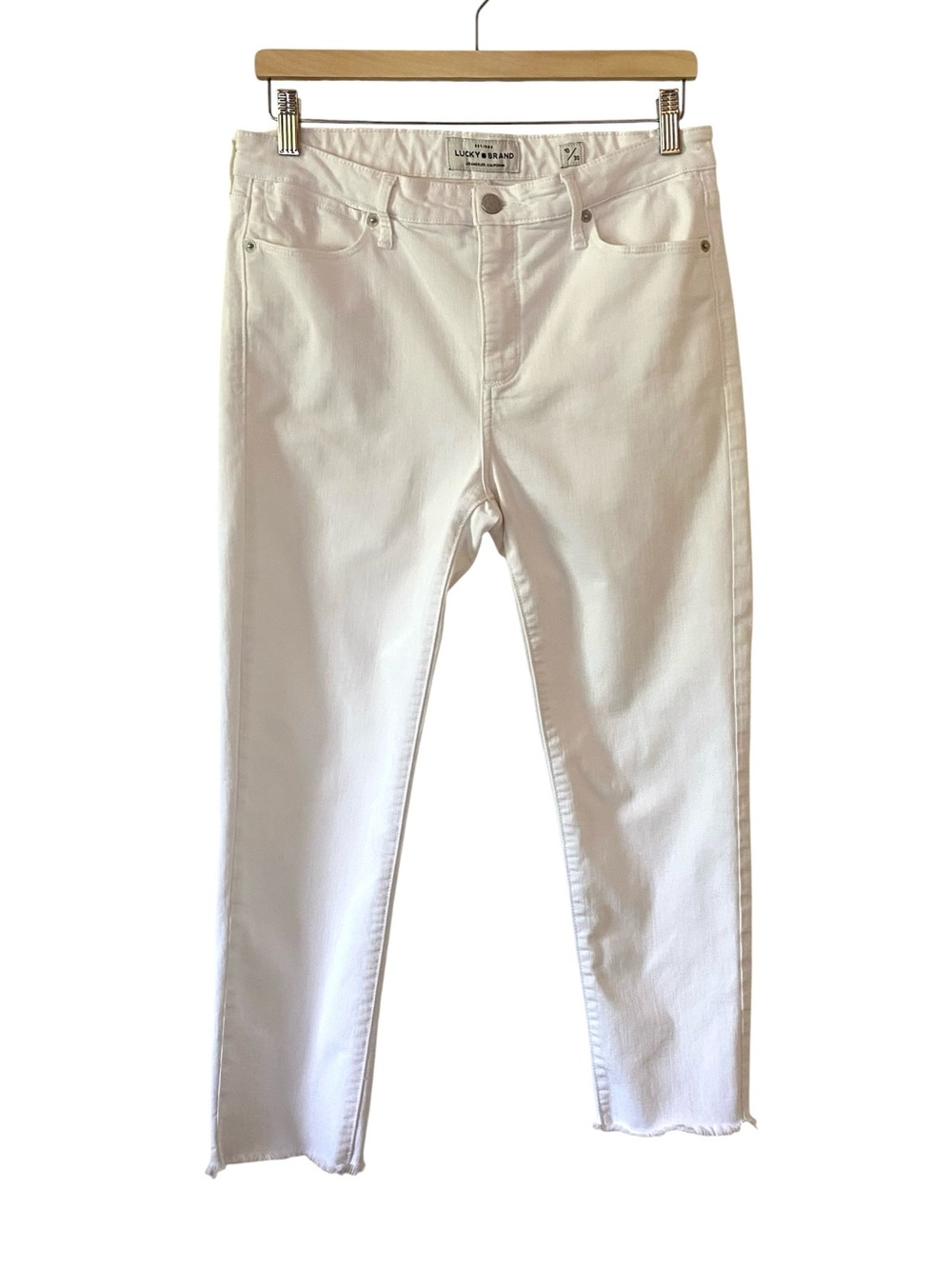 Lucky Brand Hayden Crop White Raw Hem Jeans 10/30